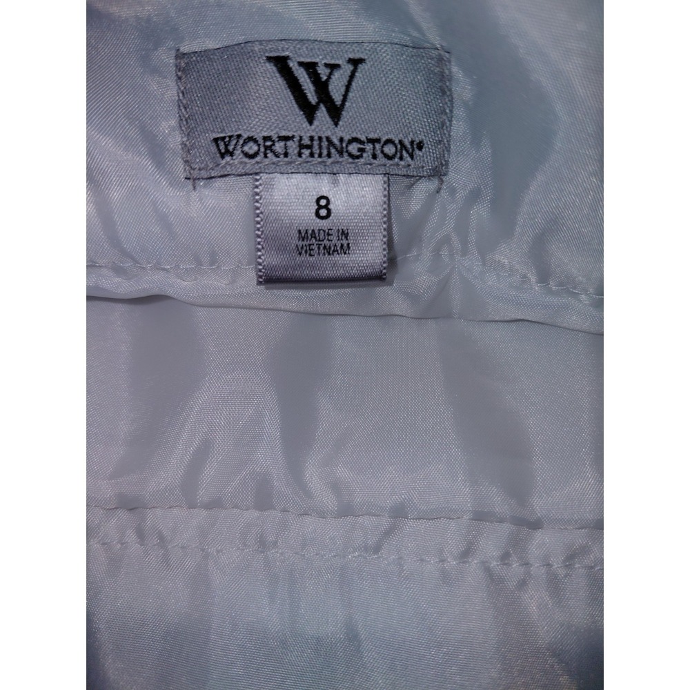 Worthington Textured White Pencil Skirt Womens Size 8 Black Trim EUC - Picture 4 of 6